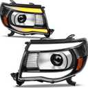 AUTOSAVER88 Headlights Assembly Compatible with 2005 2006 2007 2008 2009 2010 2011 Tacoma Projector Headlamp with Yellow Sequential Turn Signal Light Black Housing Clear Lens (LED DRL)