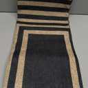 Lahome Modern Geometric Easy Jute Outdoor Rug, 5x7 Patio Living Room Rug Large Black Carpet for Bedroom, Farmhouse Washable Indoor Outdoor Carpet for Dining Room Backyard Deck (Black/Nature Border)