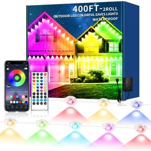 400FT Permanent Outdoor Light, IP67 Waterproof Christmas Lights Outdoor, with app/Remote Control, House Lights Outdoors for Houses, Christmas, Parties, All Holidays and Daily use (2x200 FT)