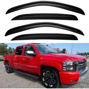 Window Visors Rain Guards for 2007-2013 Chevy Silverado/GMC Sierra 1500/Avalanche Crew Cab, Window Vent Wind Deflectors Visors Shades for 2007-2014 Silverado/Sierra 2500HD-3500HD/Suburban/Yukon XL (2007-2013 silverado/sierra crew cab)