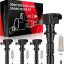 SCITOO 4 ignition coils with 4 iridium Spark Plugs for ford for Mercury Fusion Milan 2006 2007 2008 2009 2.3L L4 UF516 SP530