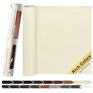 KING MOUNTAIN Leather Repair Patch, 12 x 60 Inches self Adhesive Leather Repair Tape for Damaged Leather Furniture, Sofa Seating, Car Seats, Leather Goods（Beige White）
