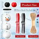 180 Piece DIY Christmas Crafts for Adults Snowman Wooden Bead for Crafts Winter Wooden Bead Christmas Buffalo Plaid Wood Round Print Beads with DIY Twine Scarf (Vivid Color)