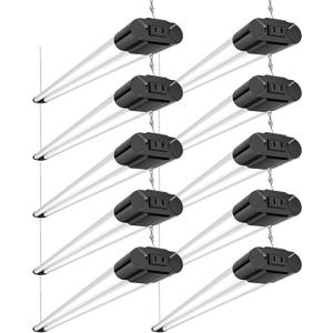 BBOUNDER 10 Pack Linkable LED Utility Shop Light, 4400 LM, 6500K Cool Daylight, 4 FT Integrated Fixture for Garage, 40W Equivalent 250W, Surface + Suspension Mount, Black