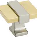 Amerock | Cabinet Knob | Brushed Gold/Satin Nickel | 1-3/8 inch (35 mm) Length | Overton | 1 Pack | Drawer Knob | Cabinet Hardware