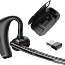 Bluetooth Headset V5.3, Wireless Headset with Dual Noise-Canceling Microphones, Portable Charging Case, 300H Standby Time, Hands Free Headphones for Computer/Cell Phones, Trucker/Home/Office/Work