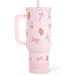 Christmas Theme 40oz Slider Tumbler with Handle and Straw - Insulated Stainless Steel Travel Coffee Mug for Women Girls, Gift for Birthday Xmas