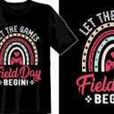 Field Day Shirt for Toddler Boys Girls Kids 2-8T, Colorful Field Day Print, Short Sleeve Tee, Fun & Comfortable (4-5T, Smile)