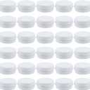 30 Pcs 0.5 oz Aluminum Tin Jar with Screw Cap with Screw Lid Refillable Container for Lip Balm White