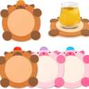 2 x 4 Pcs Coasters for Drinks - Capybara Coasters,Cute Capybara Coaster Set with Detachable Felt Pad,Funny Animal Themed Absorbent Coaster for Drinks Coffee Tea Table Decor,Gifts for Women Men