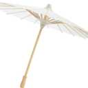 Juvale Parasol Umbrella Set - 6-Pack, 16 in Paper & Poplar Wood, White - Sun Umbrella for Garden Parties, Tea Party Decorations, & Weddings