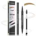 Eyebrow Pencil, Eyebrow Pen with Double-Brush Tip 2-in-1 Eyeliner Dual-Ended Microblading Long Lasting Waterproof Hair-Like Brow Pencil with Eyebrow Brush (Light Brown)