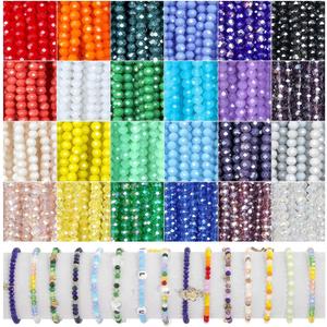 Xilitata 2000Pcs 4mm Glass Beads for Bracelets Jewelry Making, Faceted Bead Friendship Bracelet Kit, Rainbow Beads DIY Craft with Charms