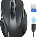 TECKNET Rechargeable Wireless Mouse, 2.4G Computer Mouse Cordless with USB Receiver, 4800DPI Adjustable Wireless Ergonomic Mouse for Laptop PC Windows Mac OS, Silent Click, Grey