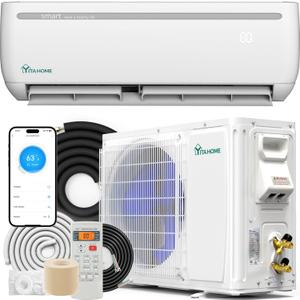 YITAHOME 18000 BTU Mini Split Air Conditioner Heat Pump System, Wifi Enabled 19 SEER2 208-230V Inverter Ductless AC Cool Up to 1250 Sq. Ft, Compatible with Alexa, Complete Installation Kit, White