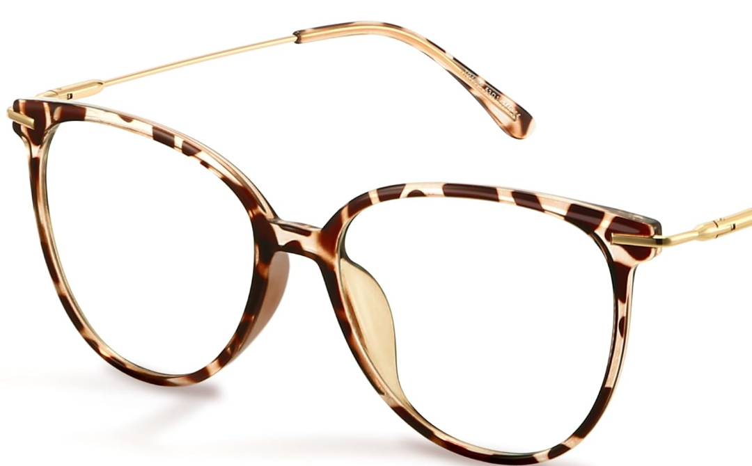 Gaoye Cute Retro Blue-Light Glasses - Mixed Material Frames, Metal Arms, Plastic Nosepads - UV400 Computer Lenses