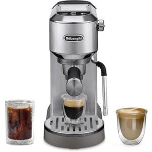 De'Longhi Dedica Duo Compact Espresso Machine - Cold Brew Coffee Maker with Milk Frother Wand- for Espresso, Hot & Iced Coffee, Cappuccinos, Lattes & Home Barista Brewing, Stainless Steel Finish