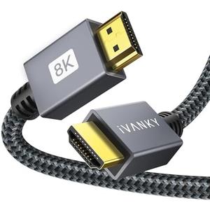 IVANKY 10K 8K HDMI Cable 10 ft, 48Gbps HDMI 2.1 Cable 10ft Ultra High Speed, 8K@60Hz, 4K@120Hz, HDR/eARC/HDCP 2.2&2.3, Braided HDMI Cord 10ft Compatible for Roku TV/PS5/Xbox/Laptop/Monitor/PC/Switch