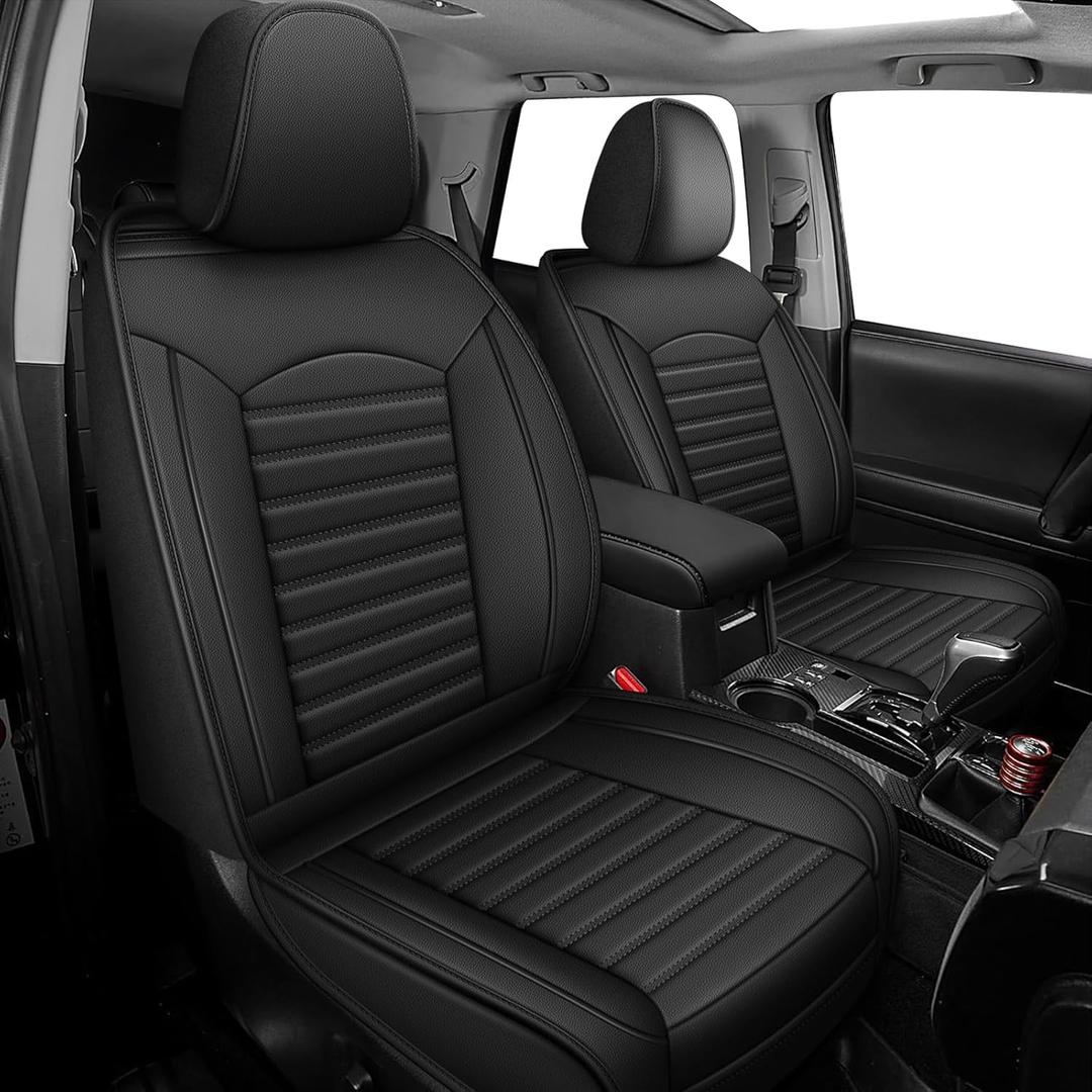 Seat Covers Custom Fit for Toyota 4Runner 2007-2024: 7 Seats Full Set Seat Cushion Protectors Waterproof Leather Comfortable Breathable Compatible Airbag (Black, 3 Rows 7 Seats)