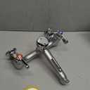 Commercial Mop Sink Faucet Service Sink Faucet with 6-1/2" Vacuum Breaker Spout, Wall Mount 8" Adjustable Center, with 3/4" Hose Thread, Pail Hook, Chrome-Plated for Utility, Laundry, Garden