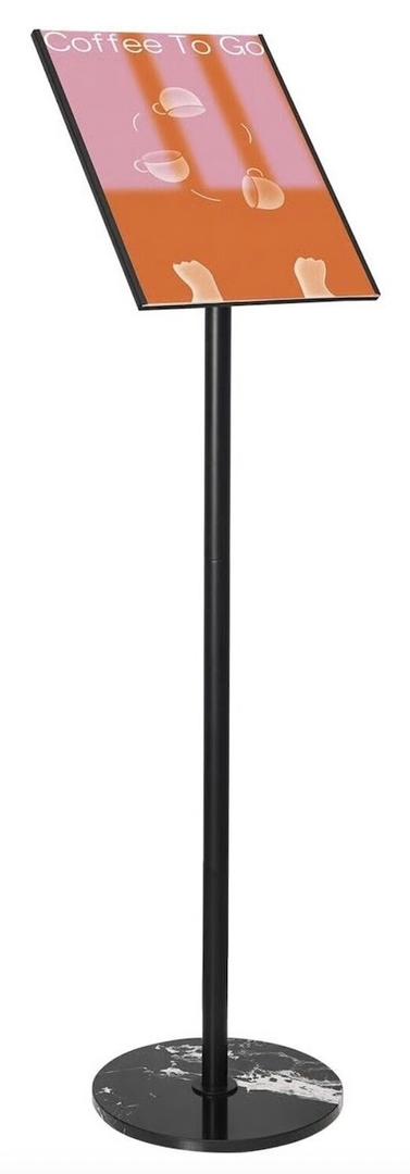 1-Pack – 8.5×11×45 Sign Holders With Marble Base, Sturdy Floor Stand – Black