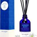 Reed Diffuser Set- Jasmine & Lily Scented Diffuser with 6 Rattan Sticks, Long Lasting Reed Diffusers for Home Bathroom Shelf Decor-3.7oz