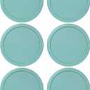 Replacement Lids fits Pyrex 4-Cup Glass Food Storage Container Bowls, 6-Inch Plastic Round Lids Covers for Pyrex 7201-PC, Airtight & Leakproof (6-Pack, Turquoise) (Turqoise)