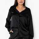 Deep Cuff Satin Oversized Shirt, M