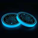 2Pcs LED Car Cup Holder Lights, 7 Colors Light Up Cup Coasters, USB Rechargeable Interior Lighting Accessories for Car Truck Vehicle Decoration