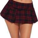 Avidlove Mini Pleated Skirts for Women Mini Plaid Skirt (Red, S)
