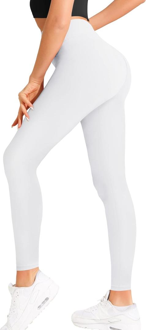 Natural Feelings Buttercloud High Waisted Leggings for Women Ultra Soft Stretch Slim Yoga Leggings (Small-Medium, 1 Pack-white)