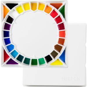 MEEDEN Large 32-Well Ceramic Watercolor Palette with Lid, Porcelain Paint Palette for Watercolor Painting with Cover, Big Mixing Tray for Artist, 12-3/5-Inch Square,White