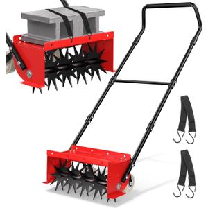 VASALAID Rolling Lawn Aerator, Heavy Duty Manual Push Lawn Aerator Tool with Adjustable Wheels,Rotary Spike Aerator for Lawn Aeration