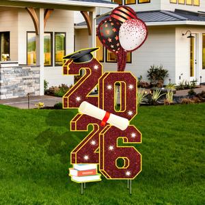 2026 Graduation Decorations - 3.5FT Large Class 2026 Graduation Yard Sign Yard Decorations Congrats Graduation Lawn Signs 2026 Grad Yard Signs with Stakes for Outdoor Indoor Congrats Graduation Party Decoration Supplies