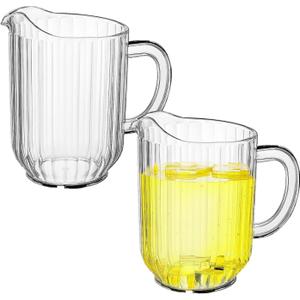 60 Oz Plastic Beer Pitcher Set,Commercial Grade Anti-Drip Restaurant Water Pitcher with Handle,Frost-Resistant Design,Ideal for margarita, Sangria, Lemonade Iced Tea (2 Pack, 60oz(1800ml))