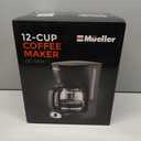 Mueller 12-Cup Drip Coffee Maker - Borosilicate Carafe, Auto-Off, Reusable Filter, Anti-Drip, Keep-Warm Function, Clear Water Level Window Coffee Machine, Kitchen Essentials & Accessories (Black)