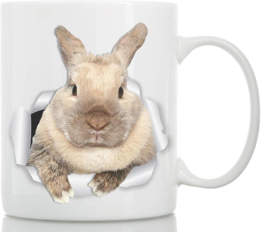 Winston & Bear Rascally Rabbit Mug - Funny Bunny Coffee Mug Easter Gift - Cute Novelty Cup (11oz)