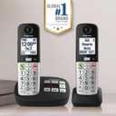 Panasonic Cordless Phone, Easy to Use with Large Display & Big Buttons, Flashing Favorites Key, Flashlight, Call Block, Volume Boost, Talking Caller ID, House Phones, 2 Cordless Handsets - KX-TGU432B