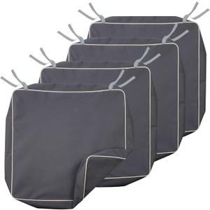 Porch Shield Outdoor Patio Cushion Covers Set 4 Waterproof Fade Resistant Chair Seat Cushion Slipcovers 22 x 20 x 4 inch, Dark Grey