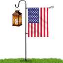 LOPANNY Garden Flag Stand - Upgraded Garden Flag Pole with Shepherd Hooks for 12 x 18 Flag, 45IN Yard Flag Holder Stand for Small Flags(Without Solar Lights & Flag)