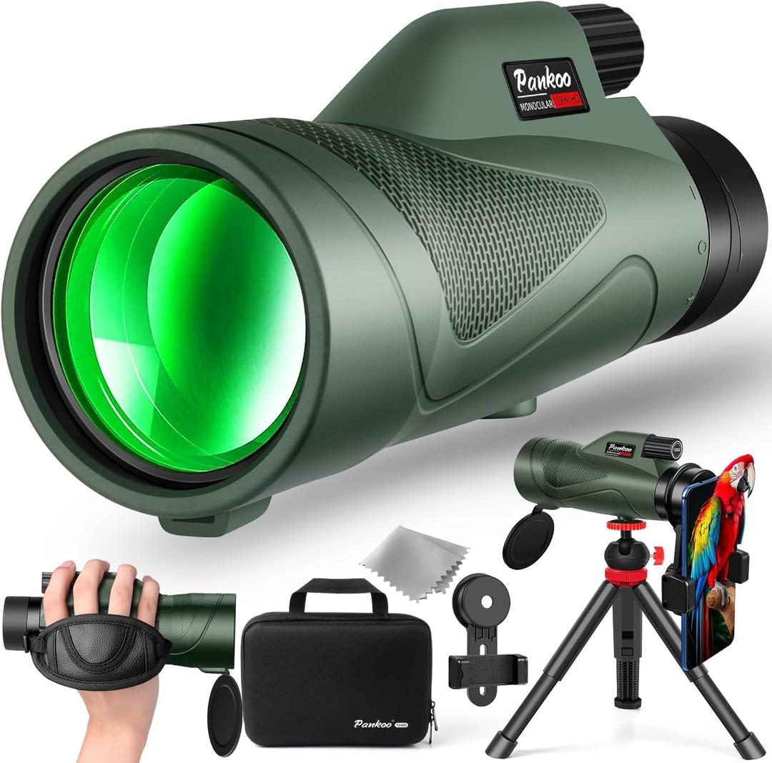 Pankoo 12x60 HD Monocular Telescope for Adults high Powered | Comes with Smartphone Adapter Tripod Hand Strap | Suitable for Bird Watching Sports Hiking Traveling