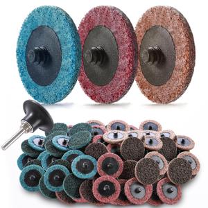 Premium Quick Change Surface Conditioning Discs, 2-Inch 3 Grit Nylon Non-Woven Disc, 1/4 Inch Roll Lock Holder for Die Grinder, Surface Striping, Grinding, Polishing, Fast Finishing