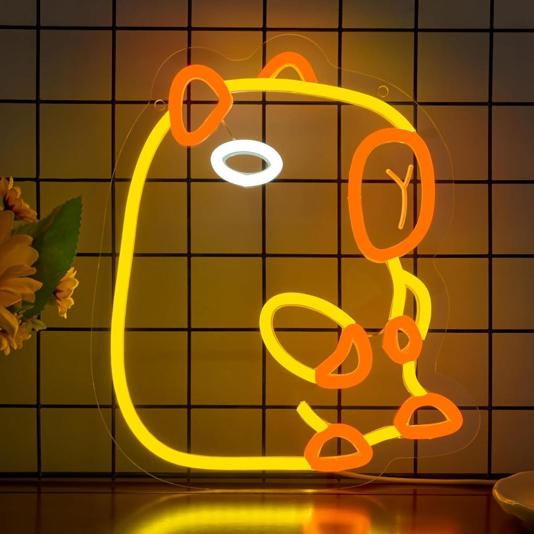 Capybara Neon Sign, LED Capybara Night Light for Wall and Room, USB Night Light for Kids Baby Nursery College Dorm Kawaii Dcor Gifts