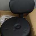 Drafting Chair with Backrest  Adjustable Foot Rest Rolling Stool with Wheels, PU Leather Swivel Stool for Office Spa Studio Lab Counter Salon Home Work Bar Kitchen Shop(Black)