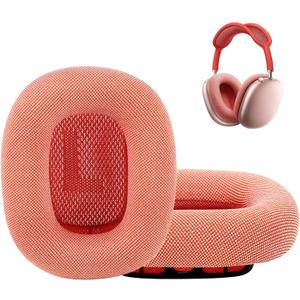 Replacement Ear Cushions for AirPods Max 1 Over-Ear Headphones, Mesh Fabric Covered Earpads with Memory Foam and Magnet (Pink)