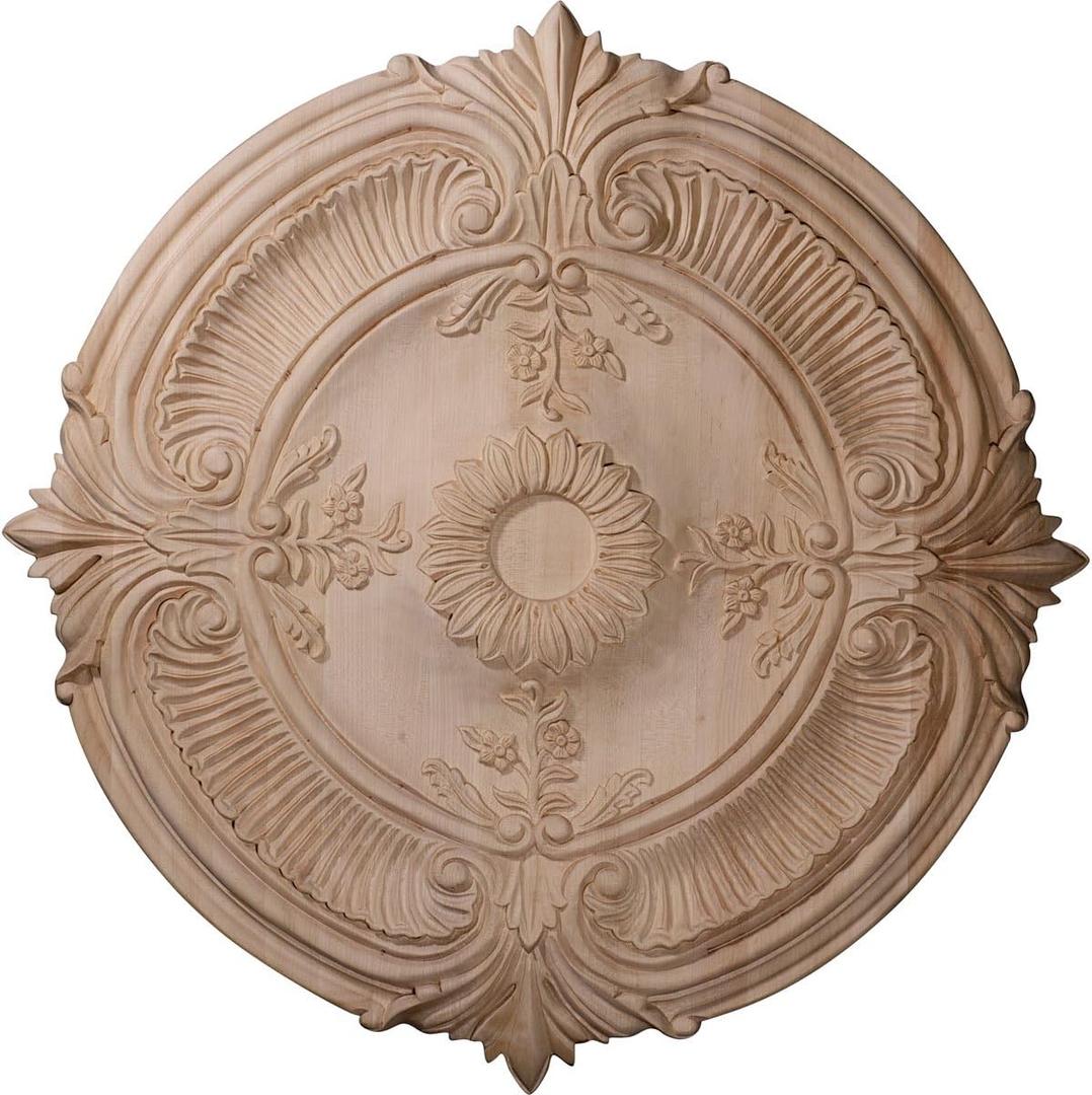 Ekena Millwork 20"OD x 1 3/4"P Carved Acanthus Leaf Ceiling Medallion, Cherry (Fits Canopies up to 2") Ekena Millwork 20"OD x 1 3/4"P Carved Acanthus Leaf Ceiling Medallion, Cherry (Fits Canopies up to 2")