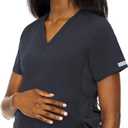 Med Couture Maternity V-Neck Scrub Top, 2 Pockets, Stretchy Side Panels with a Flattering Fit for Pregnant Ladies - MC628 (Pewter)