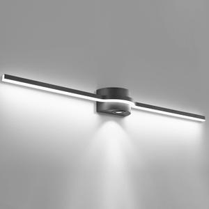 SOLFART Bathroom Light Fixtures Over Mirror Modern Matte Black LED Vanity Lights Dimmable 48 Inch Bathroom Night Light