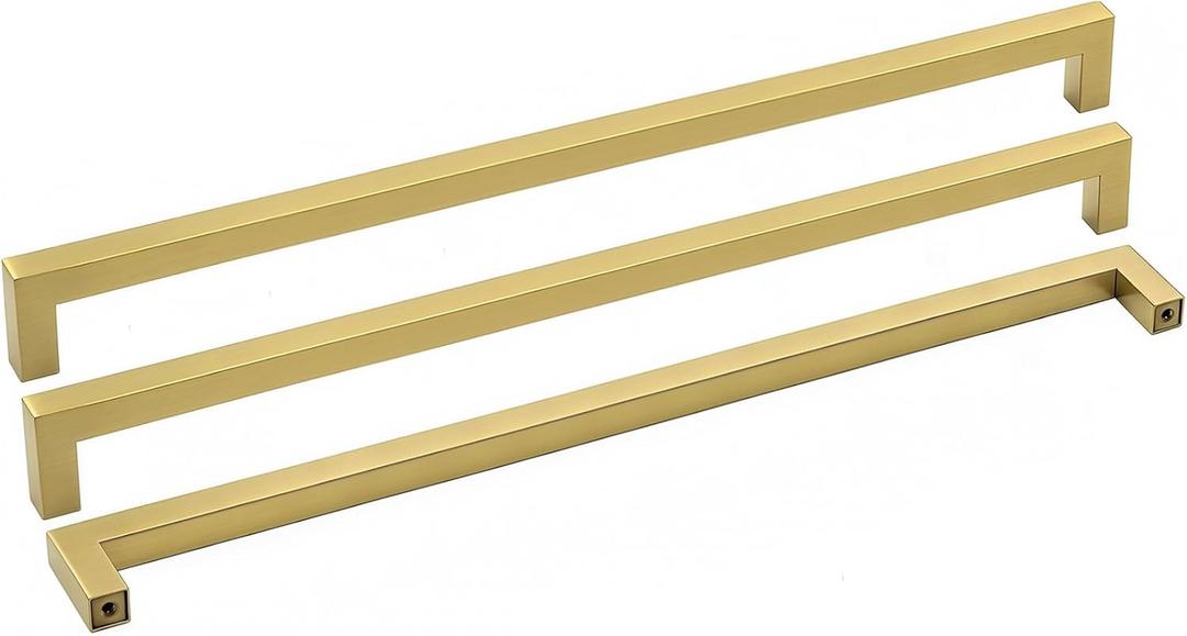 goldenwarm 18in Cabinet Pulls Kitchen Cabinet Hardware - LSJ12GD458 Cabinet Door Hardware Pull Handles for Dresser Drawers Gold Drawer Pulls 5 Pack (18in hole centers)