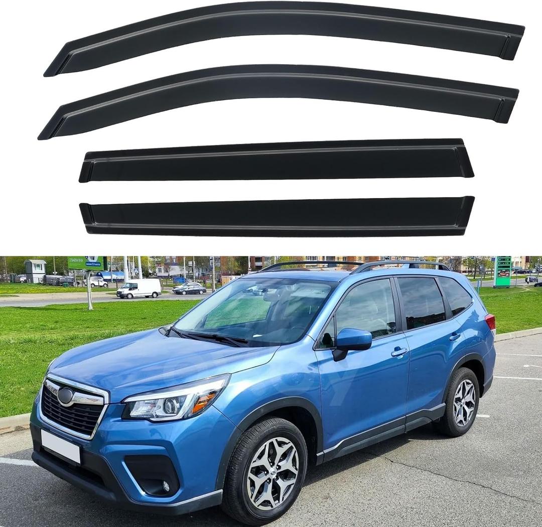 YQAUTEC Window Visors Rain Guards for 2019-2024 Subaru Forester, Out-Channel Window Vent Wind Deflectors Visors Shades for 19 20 21 22 23 24 Forester